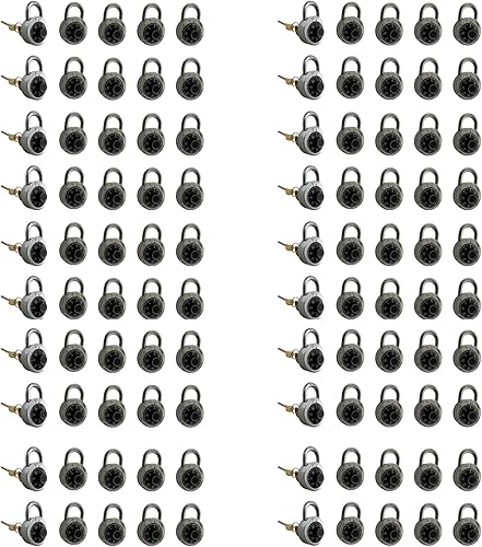 Miniatura 8 de Candado de combinación con llave, paquete de 10 con 4 llaves iguales, cerradura de combinación para casillero de herramientas, casillero de escuela