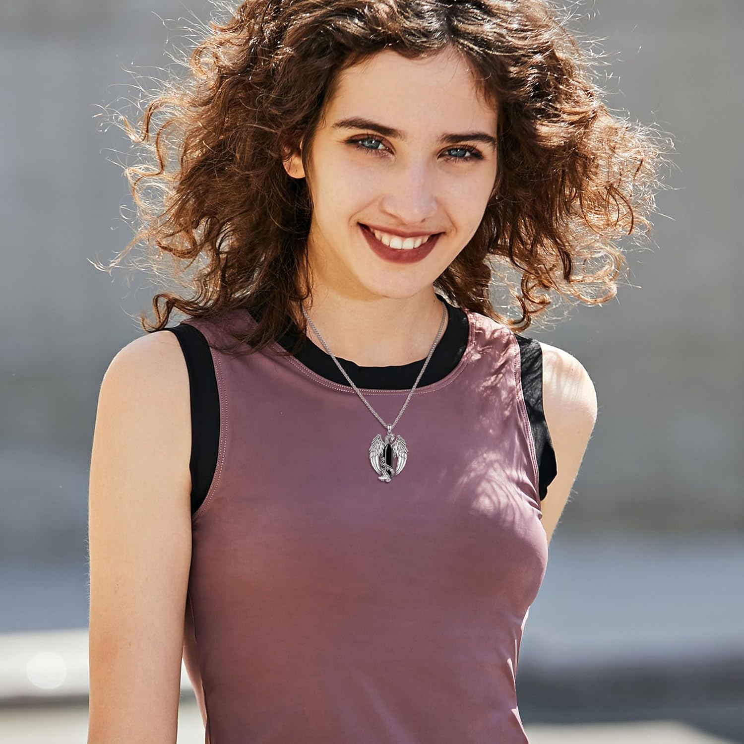 EUDORA Phoenix Necklace with Crystal for Women Men Silver Plated Copper, Vintage Viking Celtic Flaming Phenix Pendant Amulet Crystal Jewelry Gifts for Women Men,20"+2" - Image 5