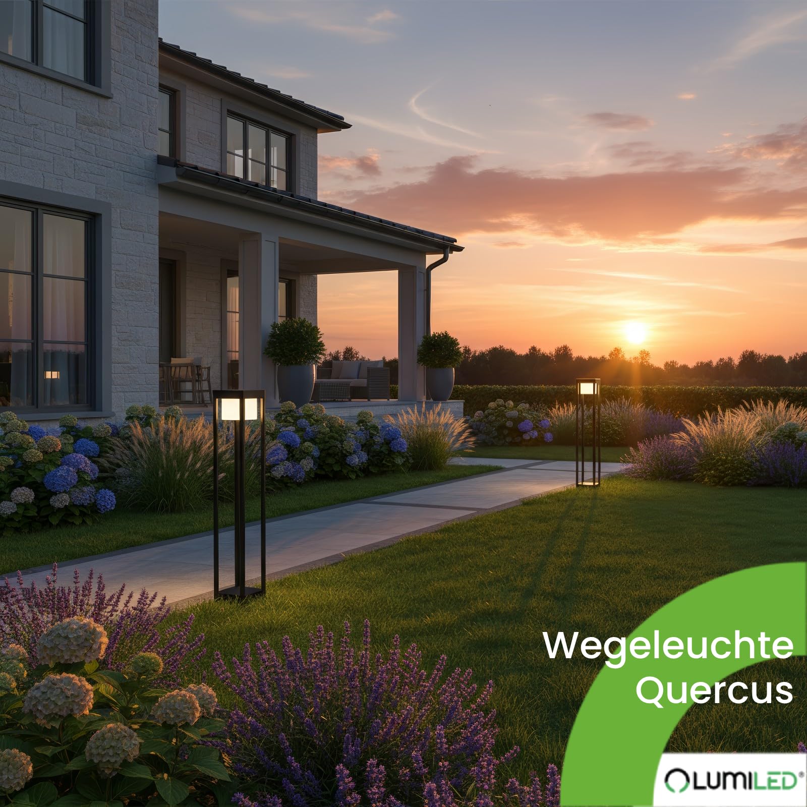 Lumiled LED Wegeleuchte 12W Außen Pollerleuchte 1140Lm 3000K IP54 80cm Schwarz Aluminium Wegbeleuchtung Außenleuchte Außenbeleuchtung Gartenleuchte Wegelampe stehend spritzwasserdicht warmweiß