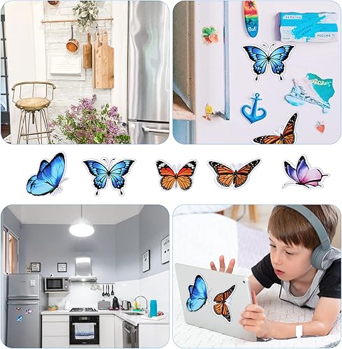 Miniatura 7 de 10 calcomanías de imanes de mariposa, doble cara para patio, imanes flexibles decorativos magnéticos para ventana de refrigerador, pantalla de