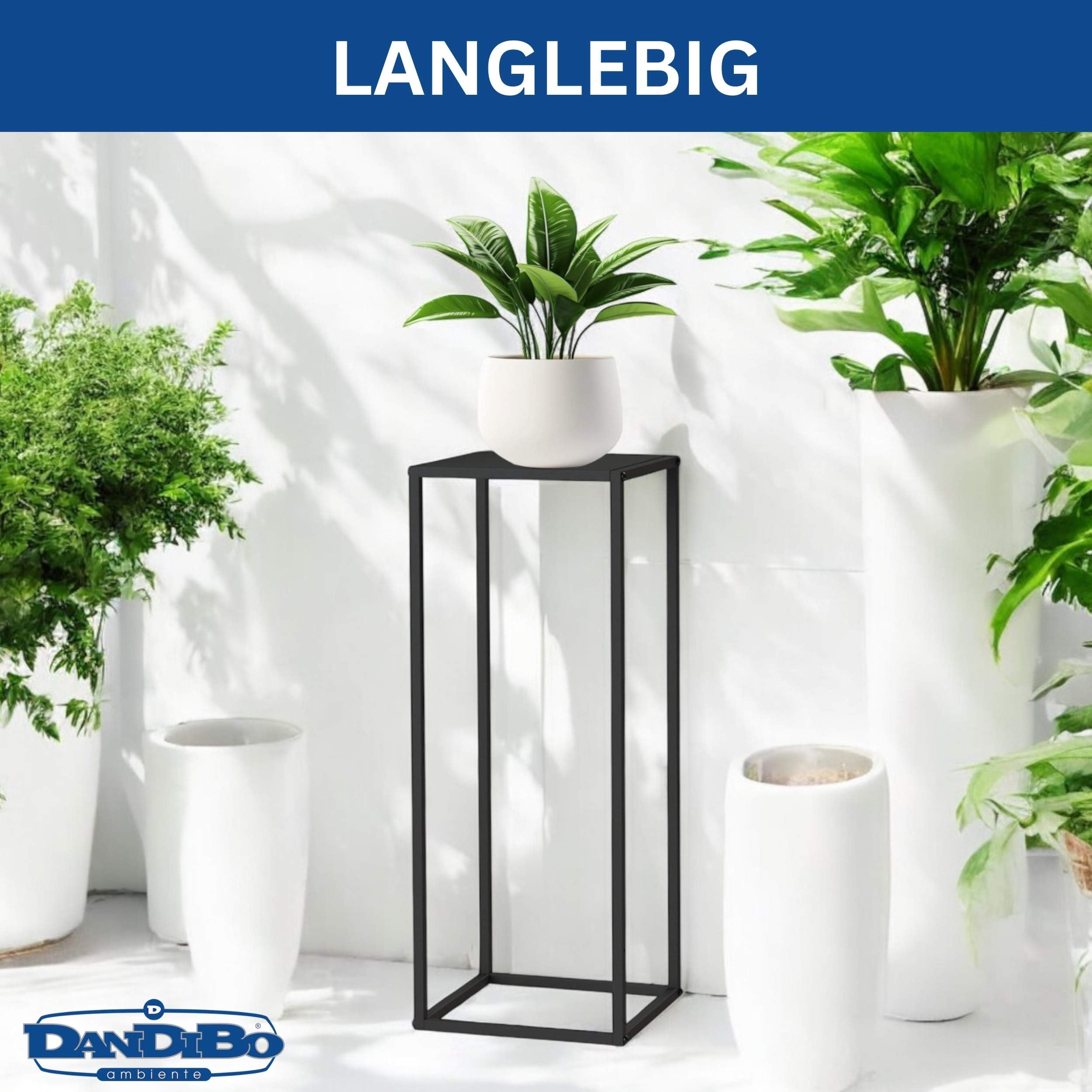 DanDiBo 96588 96588 Support pour plantes rectangulaire en métal noir - 80 cm - Design moderne
