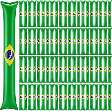 Foilswirl 100 Pcs Brazil Cheer Sticks, Flag Noise Makers for Sport