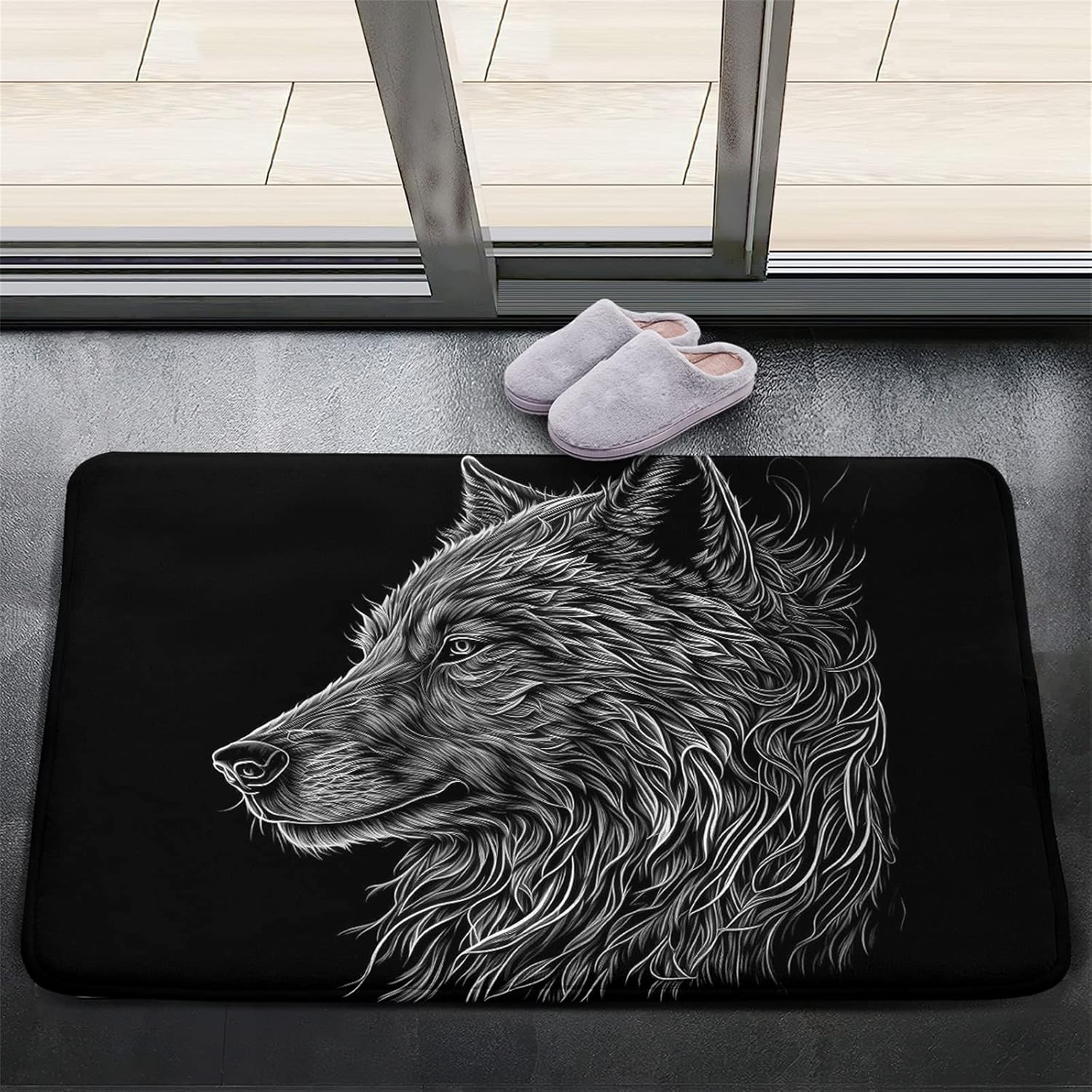 Wolf Rug - Animal Wolf Rugs for Boys Room Outdoor Indoor Floor Mat Doormats for Home Decor, 2'×3'