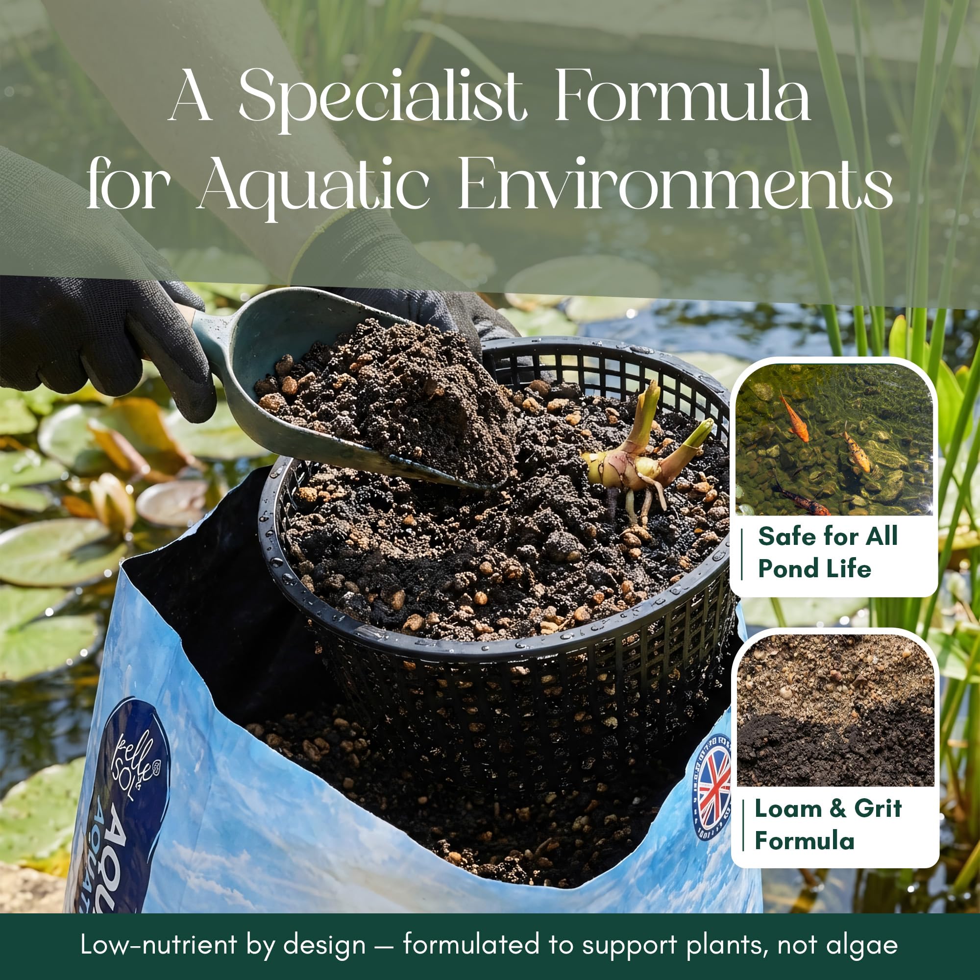 Pelle & Sol 20L Aquatic Compost for Pond Plants – Loam & Grit Aquatic Soil, Nutrient-Rich Feed for Submerged, Floating & Marginal Plants, Garden Compost for Outdoor Use - 3