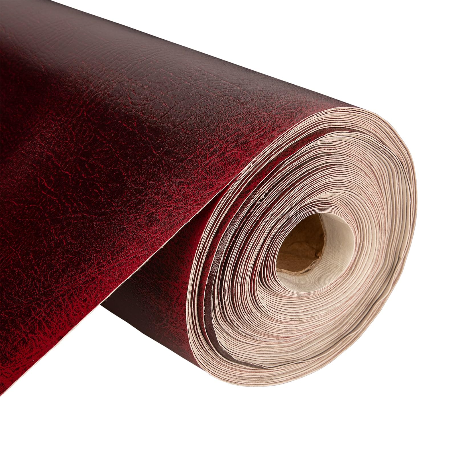 Vinyl Leatherette Fabric, Fire Retardant, Waterproof Upholstery Material, Faux Leather Sheets for Chairs, Bookbinding, 55 Inch Wide, Claret Red Fabric, 5 Metre