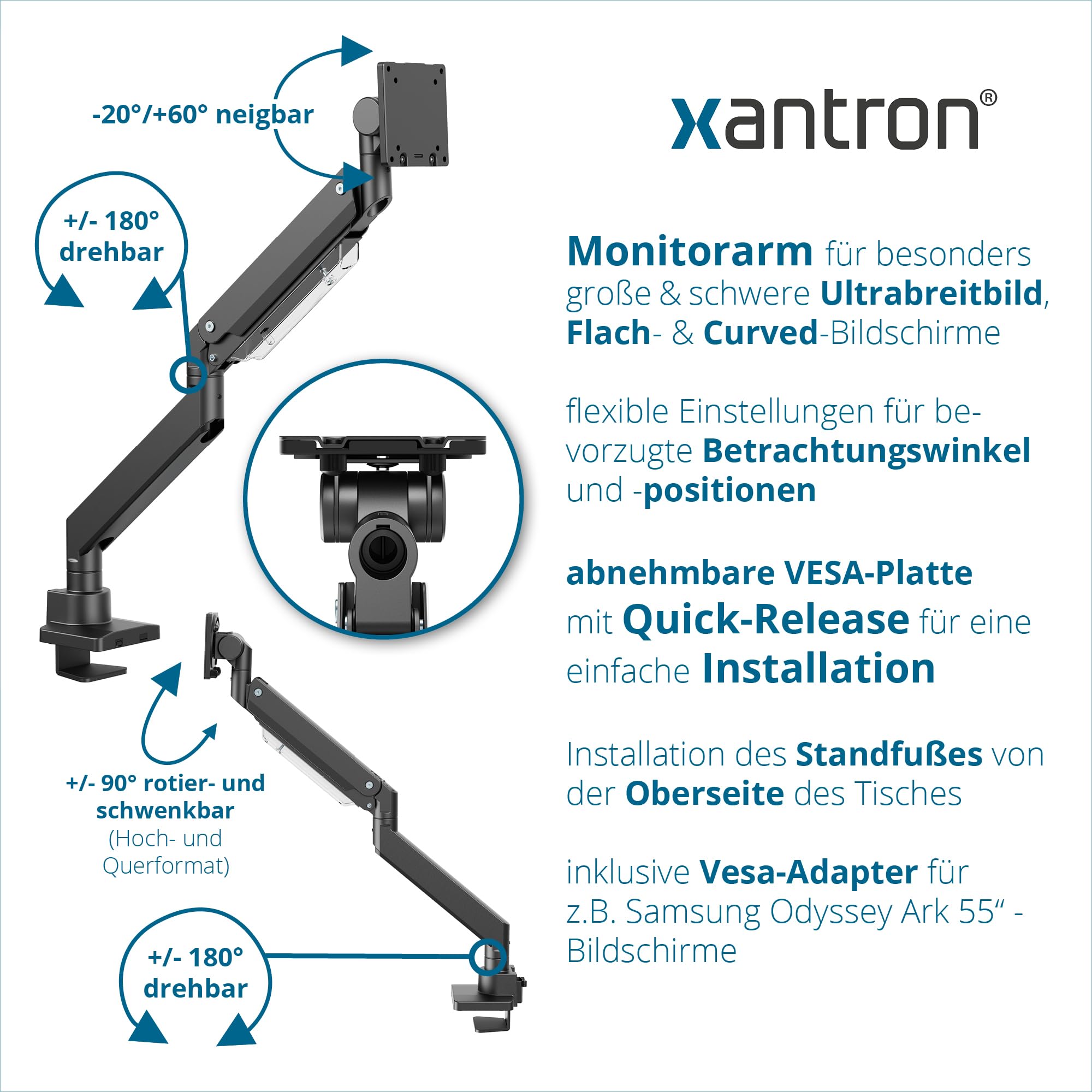 SUPPORTO DA SCRIVANIA Per 2 Monitor 13-27'' Con Morsetto EUR 82,99 - Foto 4