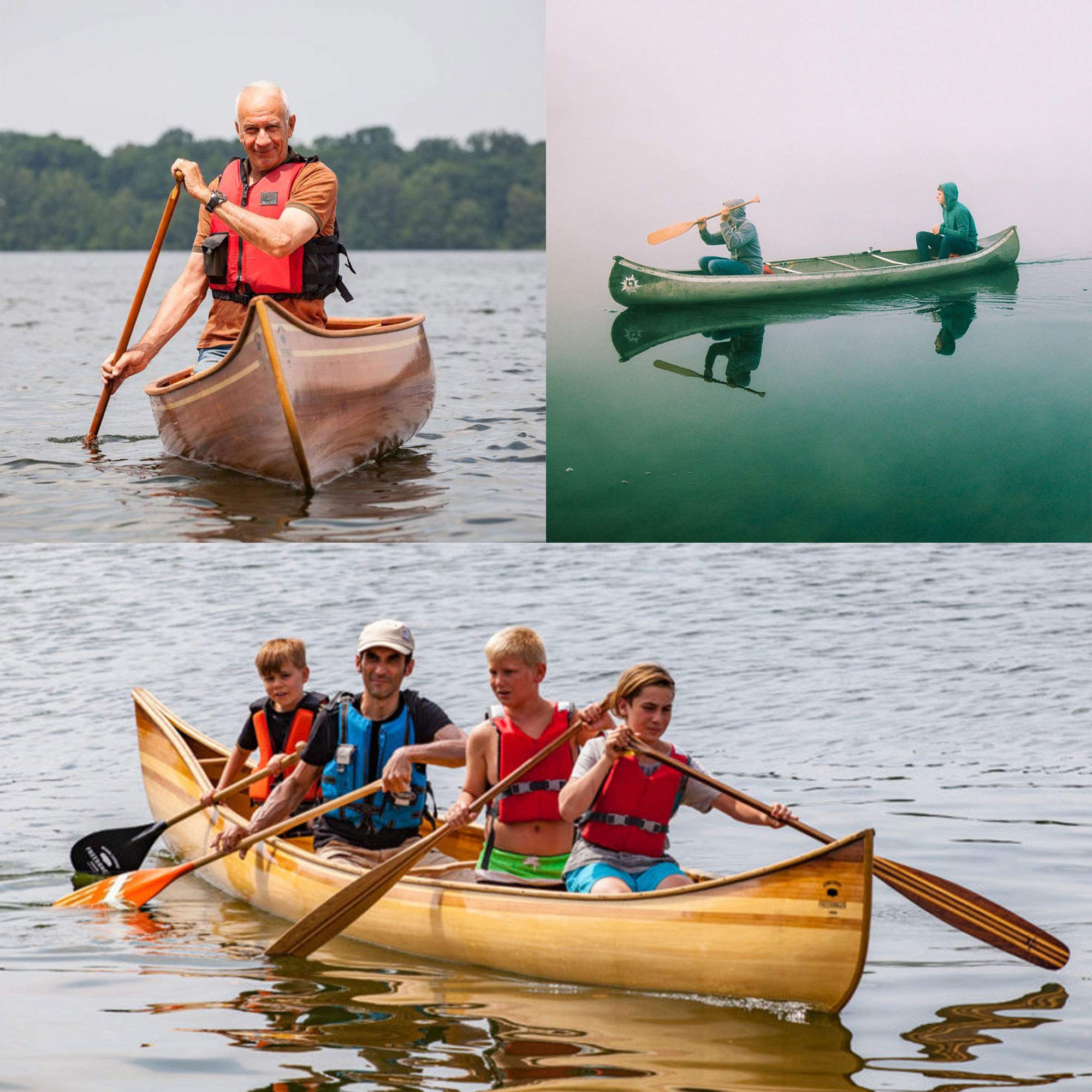 Pagaie Canoe / Canoë Type : queue de castor/pagaie en bois de pin et bois de fer 100 % écologique Fait main dans l'UE + sac de paddle