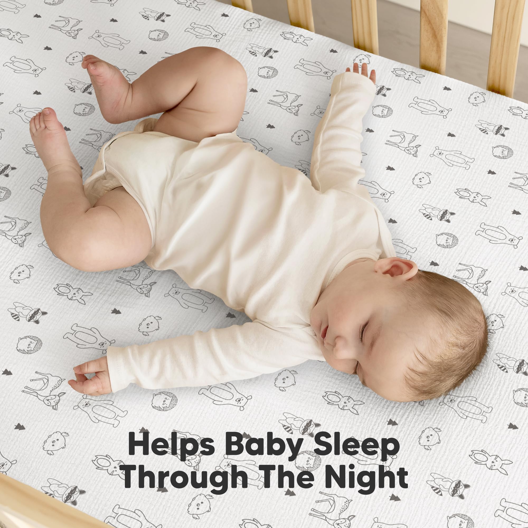 KeaBabies Confezione da 2 lenzuola in mussola per culla per bambini e bambine, in 100% cotone biologico, morbide, traspiranti, standard, neutre, resistenti, 132 x 71 cm (bosco)