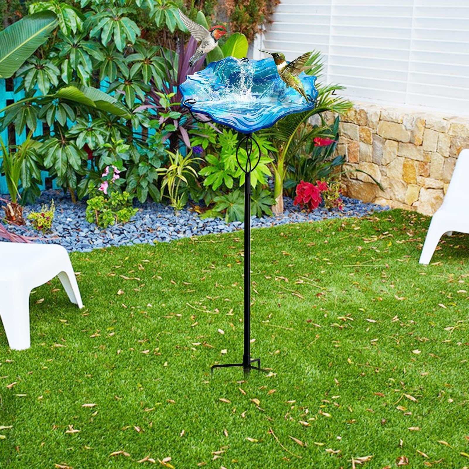 Bebedero Para Aves 81 cm Resistente Estilo Vintage con Soporte para | Fuente de Agua para Pájaros Para Exteriores Jardín Patio Aviario Mascotas Periquitos y Canarios
