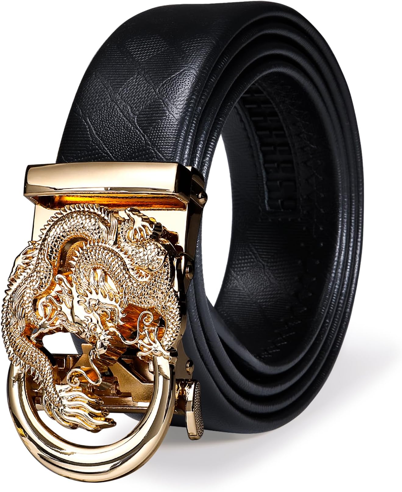 Mens Belts Leather Ratchet Automatic Buckle Slide Click 1 3/8" Designer Dress Fashion Classic Casual Work Business