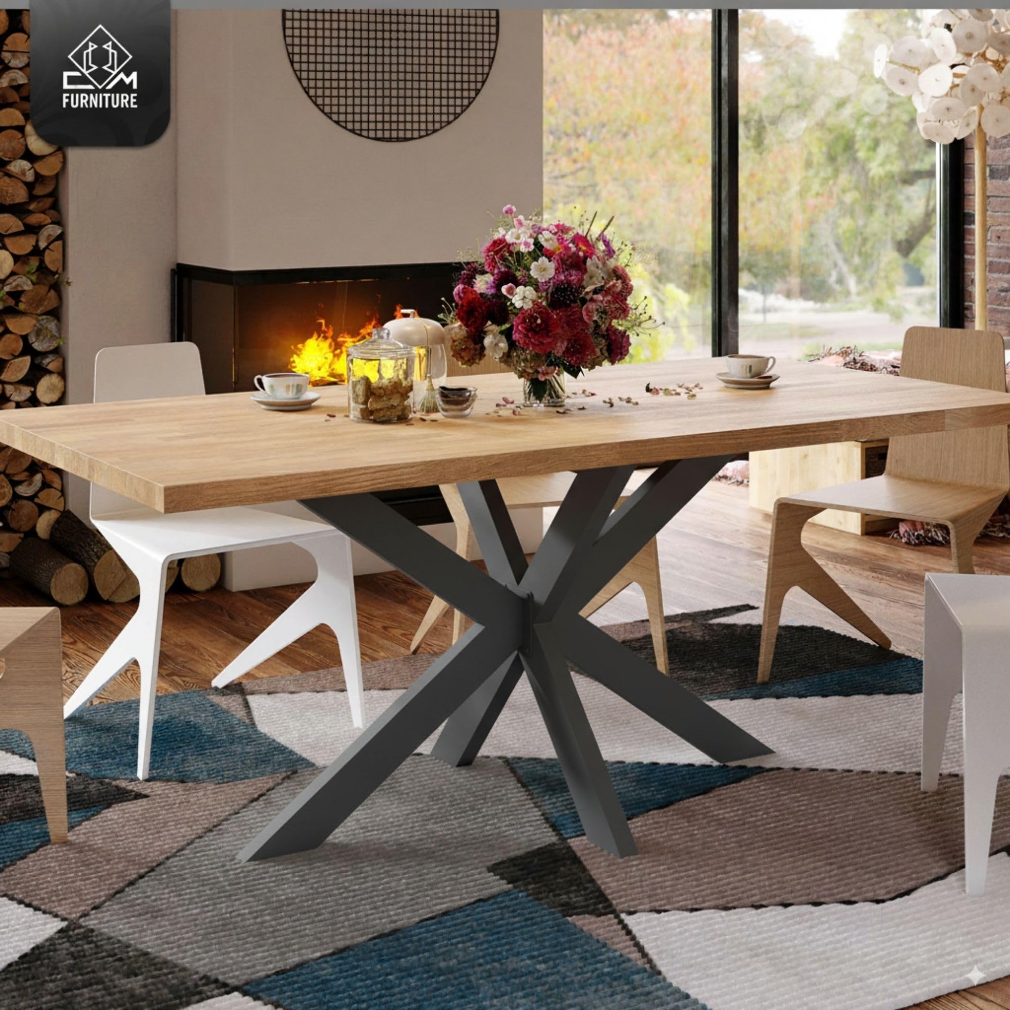 Gambe Per Tavolo Antracite Telaio del tavolo Spider altezza 72 cm - Forma A Stella - 70x72x120 cm - Gambe per Mobili DIY, Piedi, Struttura, Piedini per Tavolo da Soggiorno, da Conferenza