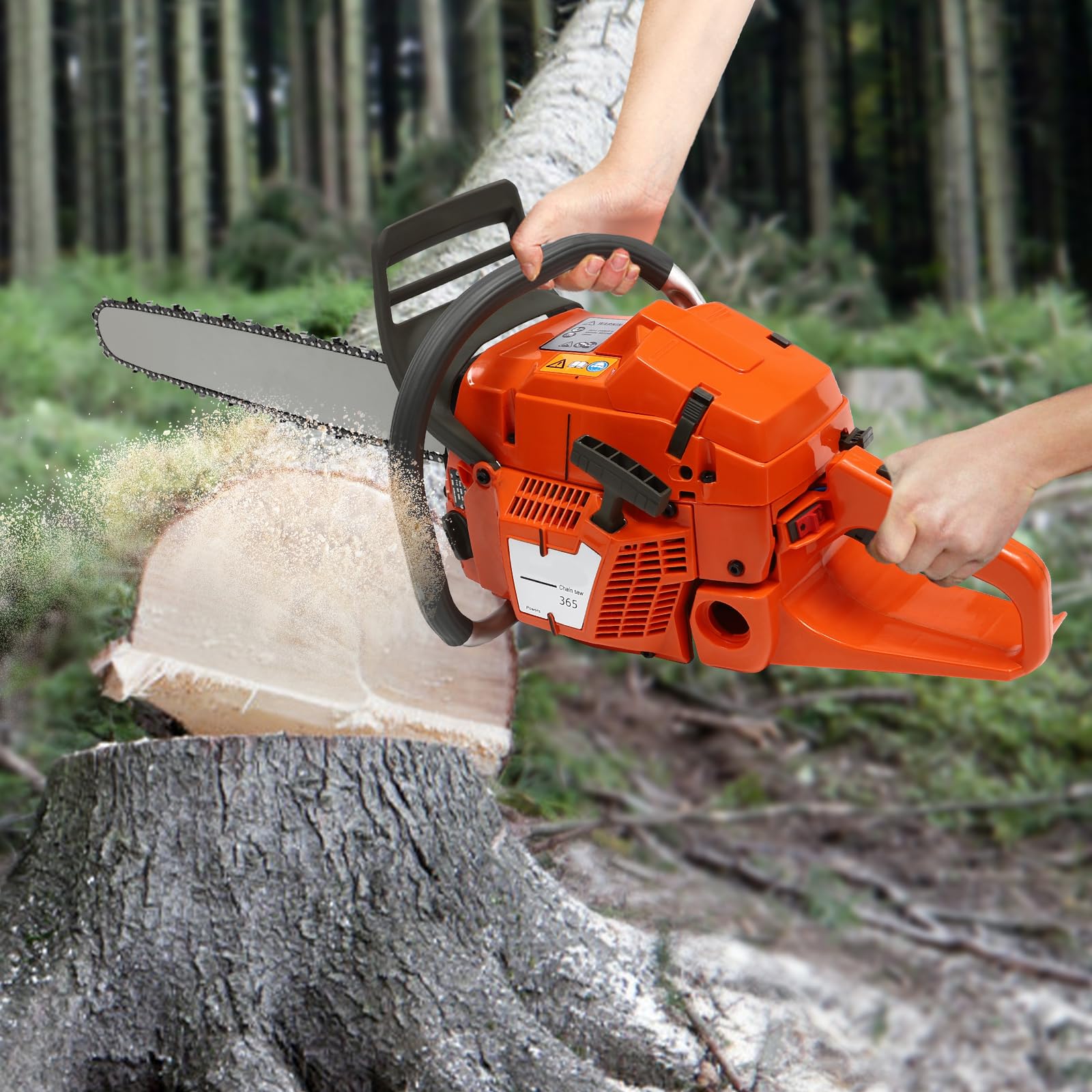 Motosierra de gasolina, motosierra de gasolina, 65 cm³, cilindrada, motosierra, sierra de árbol, sierra para el cuidado de árboles, 58 cm de longitud de corte, para cosecha de madera, corte de madera