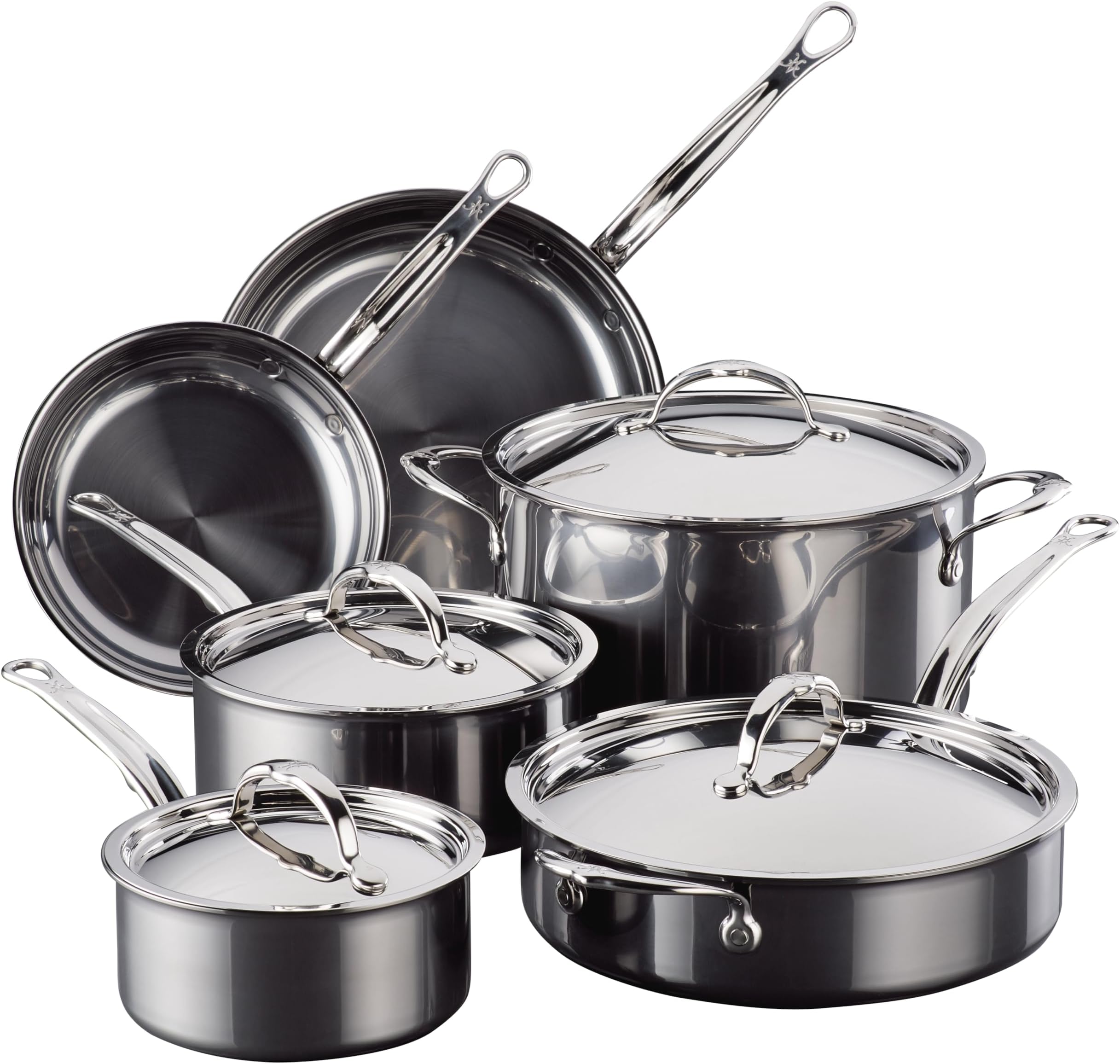 NanoBond Molecular Titanium Stainless Steel 10-Piece Cookware Set - PFAS-Free - Induction Compatible, Dishwasher Safe, Oven & Grill Safe to 1050F, Handcrafted in Italy