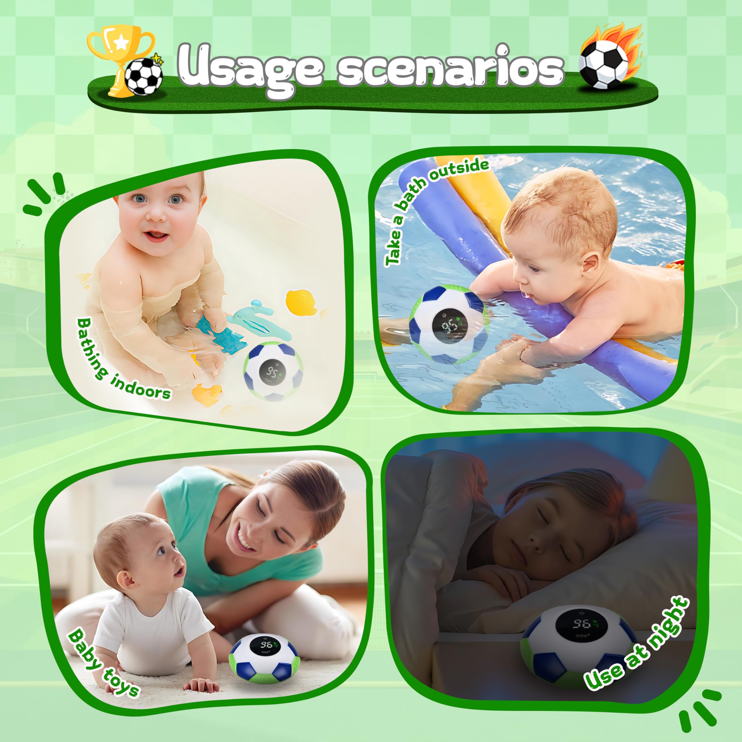 TKY Termometro da bagno per bambini con giocattoli galleggianti, monitor digitale della temperatura dell'acqua e della temperatura ambiente, termometro ricaricabile con avvisi per gli elementi