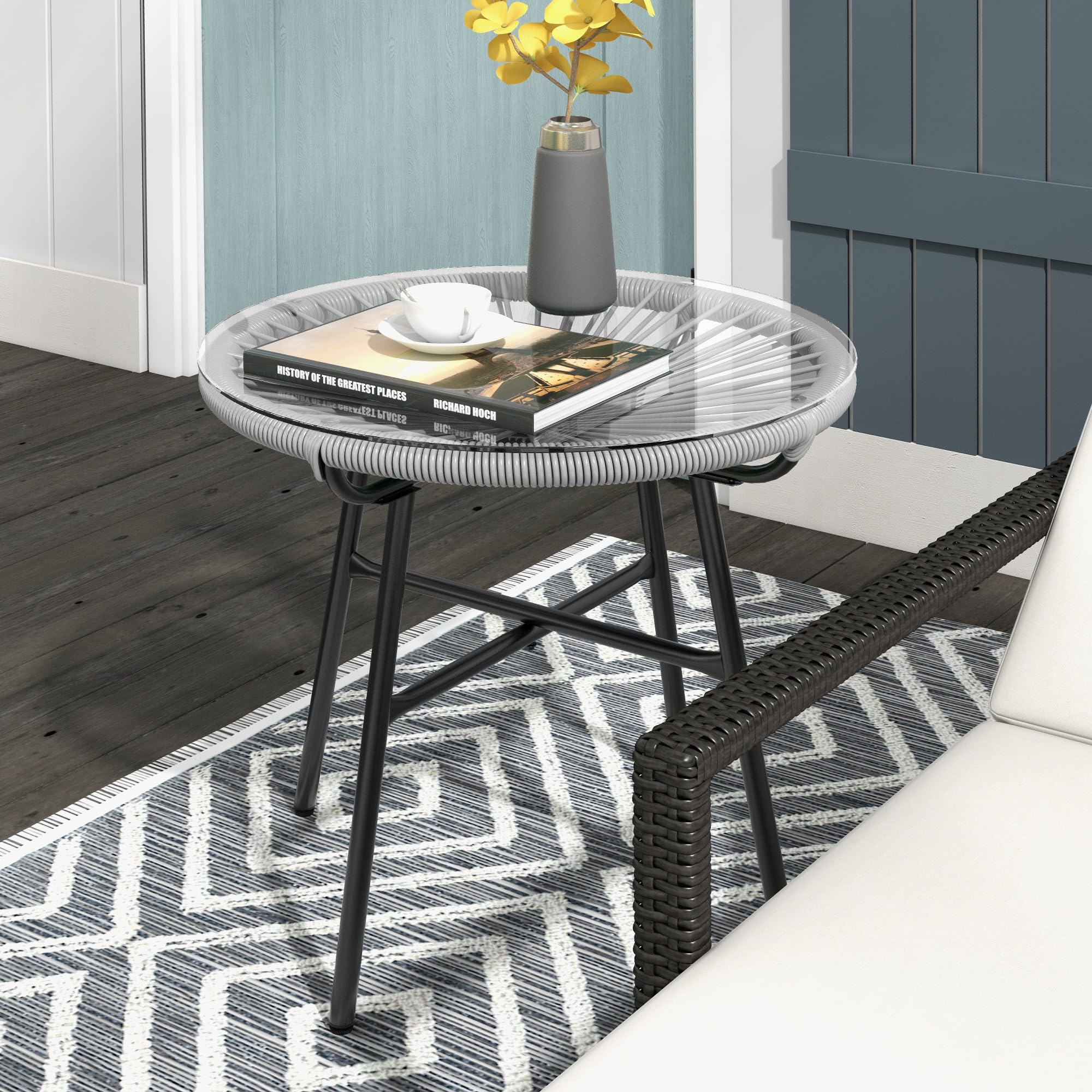 Outsunny Beistelltisch Aus Polyrattan Runder Coucht Produktbild-Vorschau 12