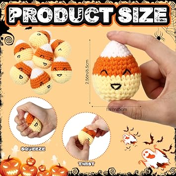 Silipull 10 Pcs Halloween Candy Corn Plush Handmade Crochet Party Favors