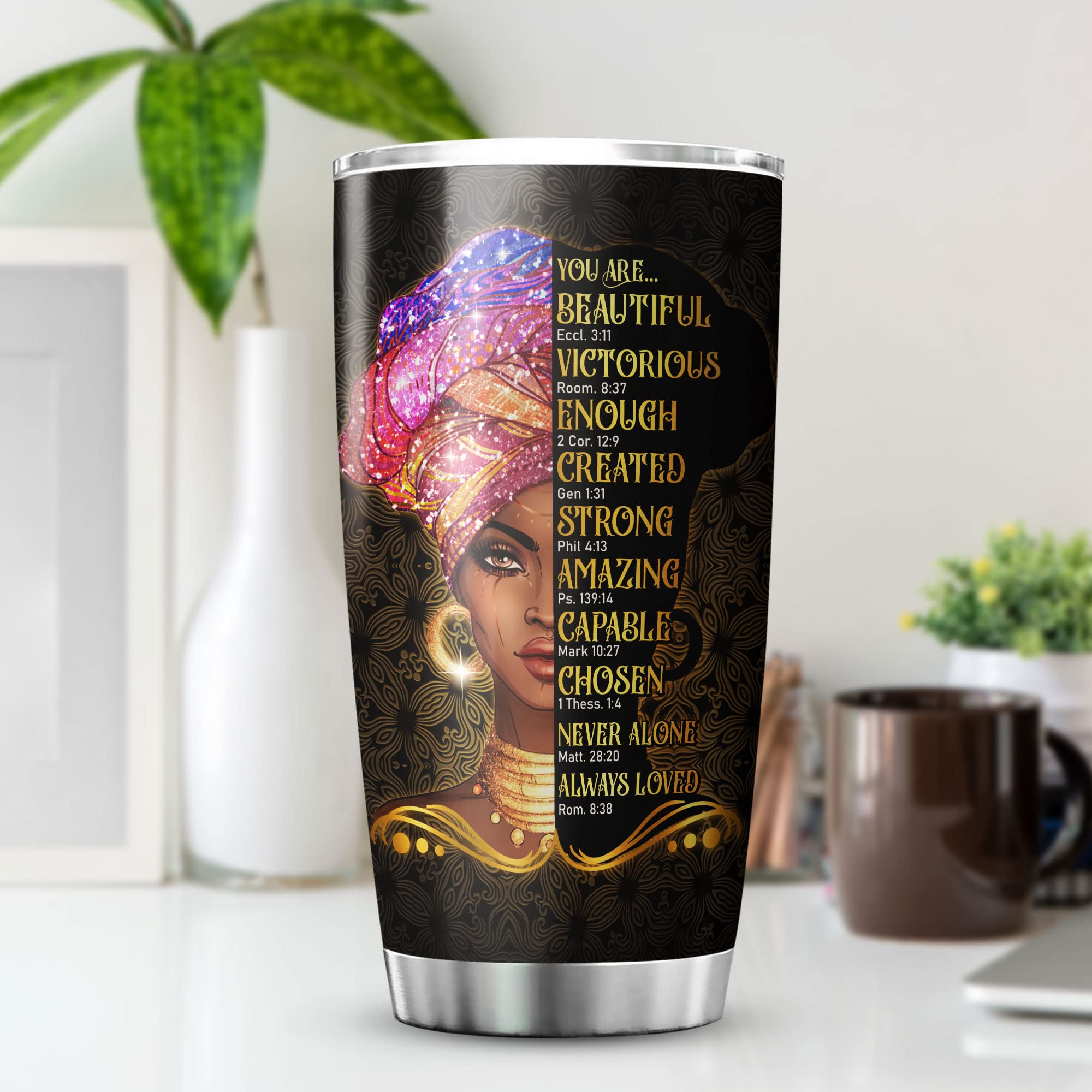 Snapklik.com : Black Queen Nutrition Fact Tumbler Stainless Steel Tumblers  20oz Black Women Gift African American Girl Art You Are Beautiful Spiritual  Quote Catholic Christian Coffee Cup