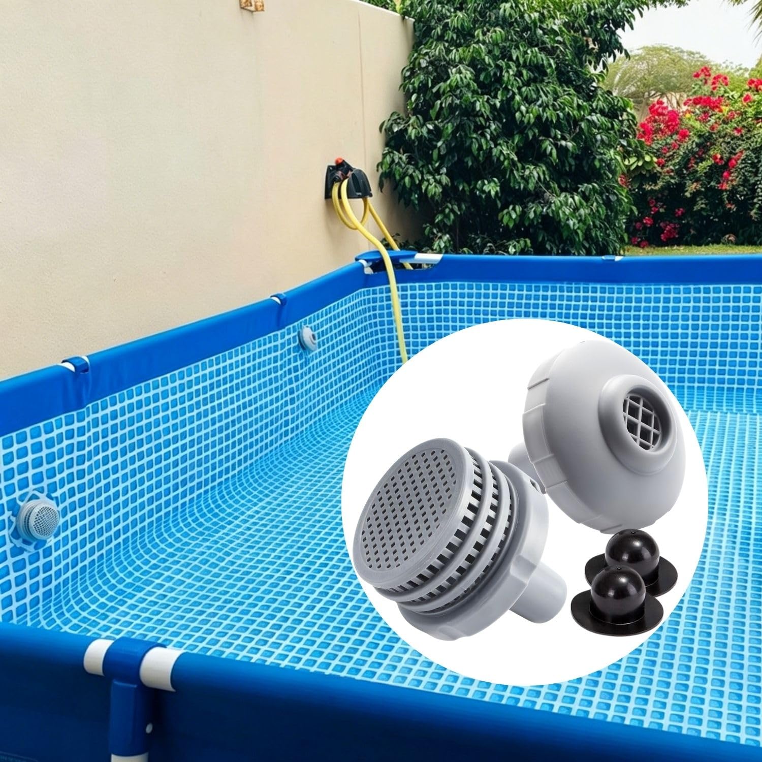 Juego de conexión de filtro de piscina para piscina, juego de conexión de 32 mm con boquilla de entrada, boquilla de salida y 2 tapones para piscina, conexión con rosca interior, piezas de repuesto