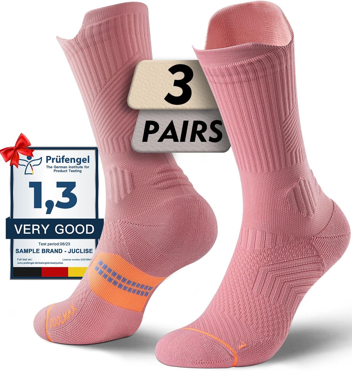 Womens Coolmax Bamboo Viscose Compression Running Crew Socks, Moisture-Wicking Anti...