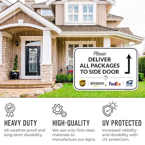 Vista 23 de Cartel de entrega del paquete, letrero de instrucciones de entrega, 10 x 7 pulgadas, aluminio 040 libre de óxido, resistente a la decoloración