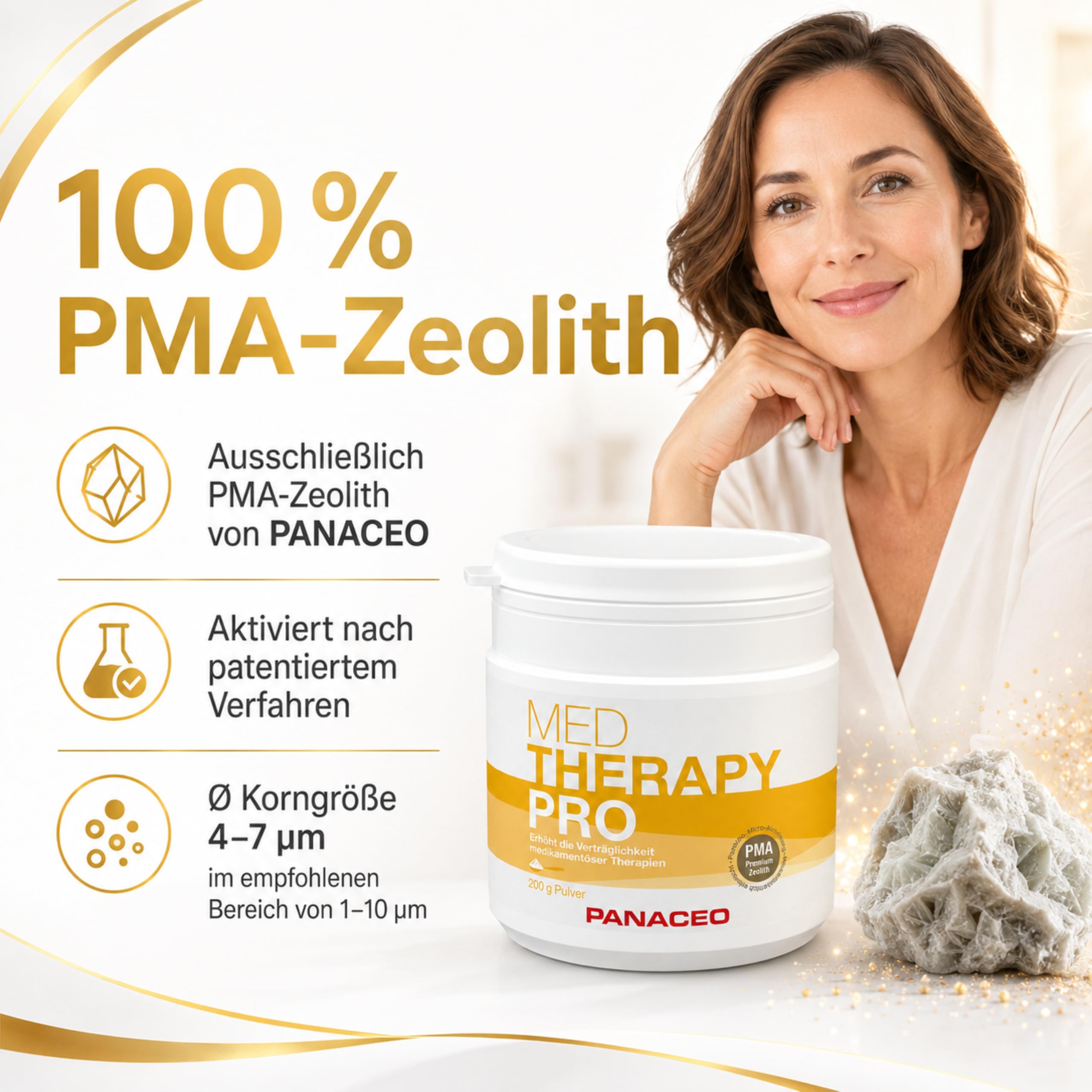 PANACEO MED Therapy-Pro Pulver 200 g – PMA-Zeolith Medizinprodukt | 100 % PMA-Zeolith – zur unterstützenden Begleitung während der Chemotherapie