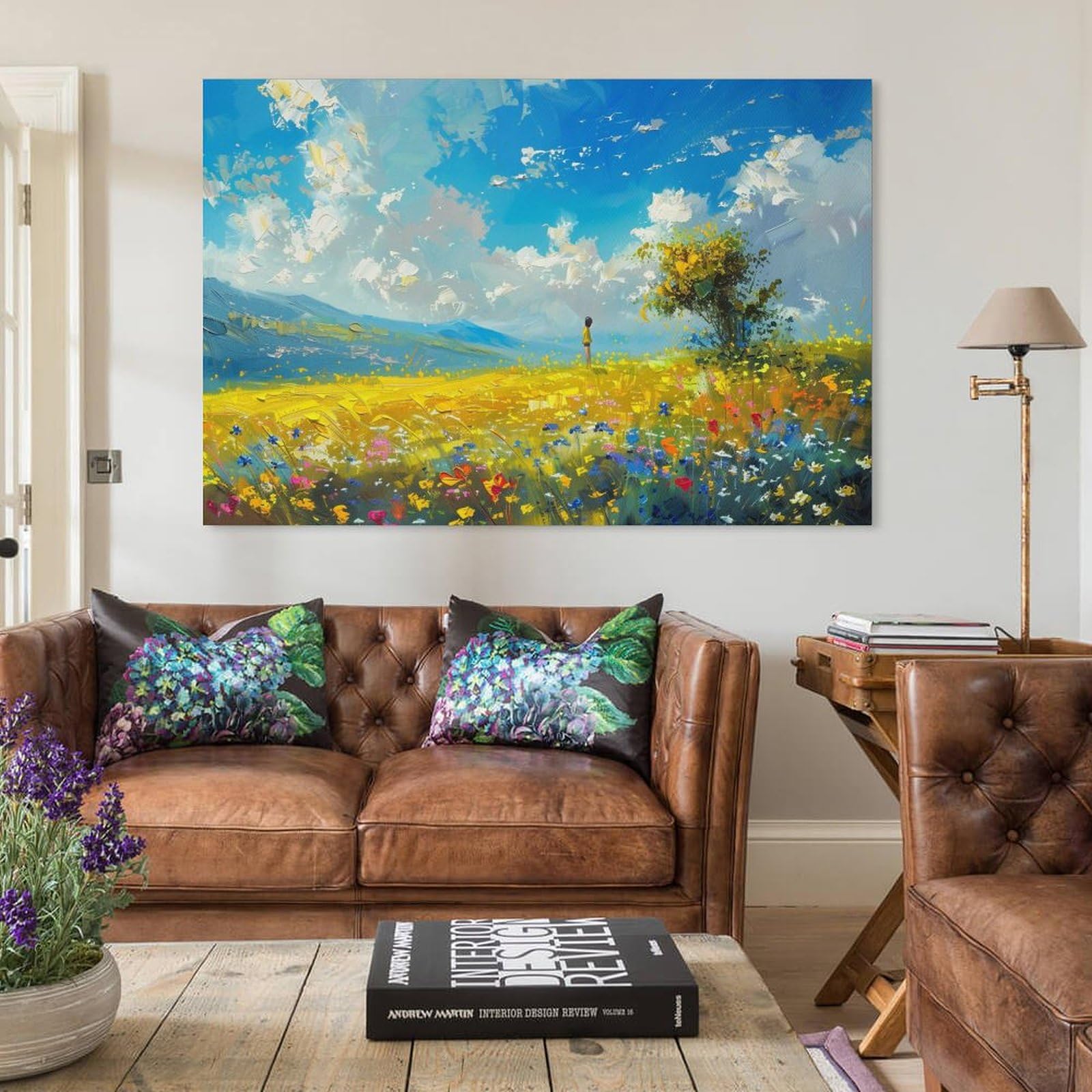 Amazon.co.jp: 絵画 春の花畑インテリア 絵画 油絵イラストアート