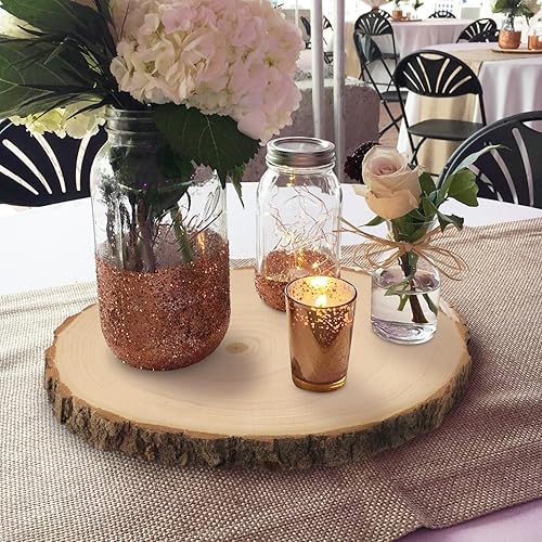 Miniatura 5 de 4 piezas de rebanadas de madera natural de 8 a 9 pulgadas, círculos de madera de Paulownia sin terminar con cortezas para posavasos, manualidades,