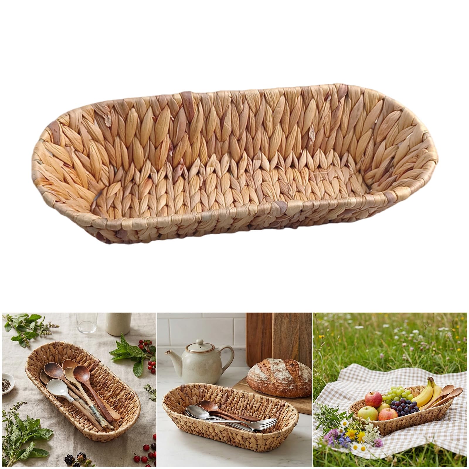 Cesta decorativa artesanal para almacenar pan, pasteles, cubiertos y accesorios para el hogar, solución de almacenamiento decorativa
