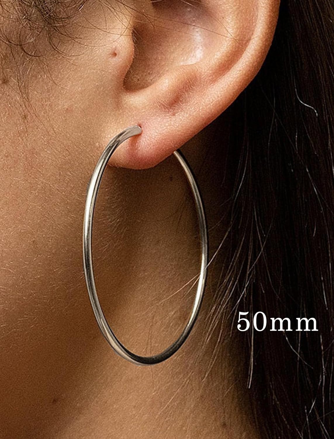 YL Hoop Earrings 925 Sterling Silver Polished Circle Earring 20-50 MM Hoops Diameter Jewelry for Women - Image 3
