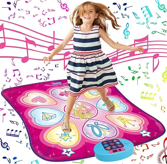 SUNLIN Dance Mat - Dance Mixer Rhythm Step Play Mat - Dance Game Toy Gift for Kids Girls Boys - Dance Pad with LED Lights, Adjustable Volume, Built-in Music, 3 Challenge Levels (3-12 Years Old)