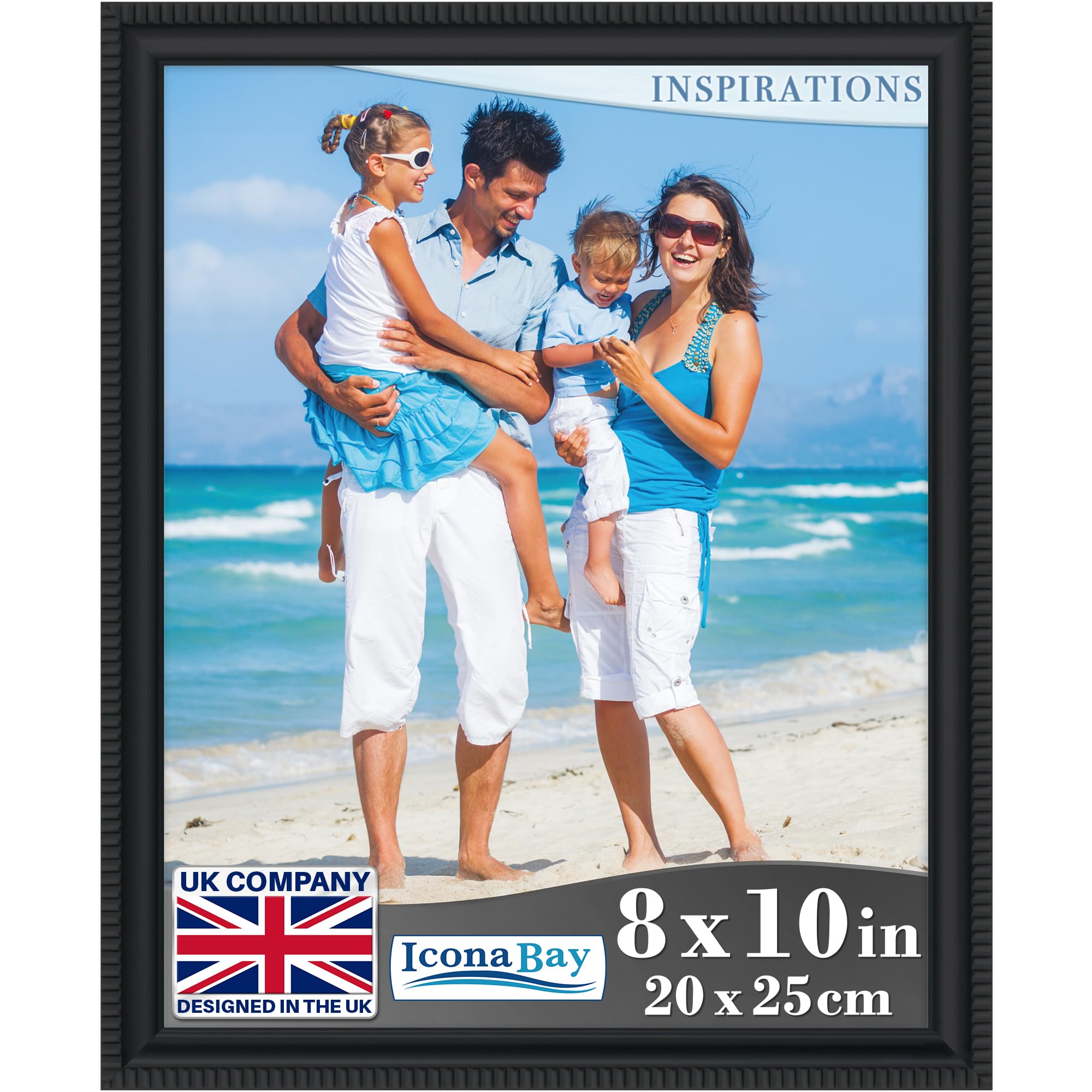 Photo 1 of [GLASS IS BROKEN ON FRAME] Icona Bay 8x10 Black Picture Frame Beautifully Detailed Molding, Contemporary Picture Frame Set, Wall Mount or Table Top, Inspirations Collection