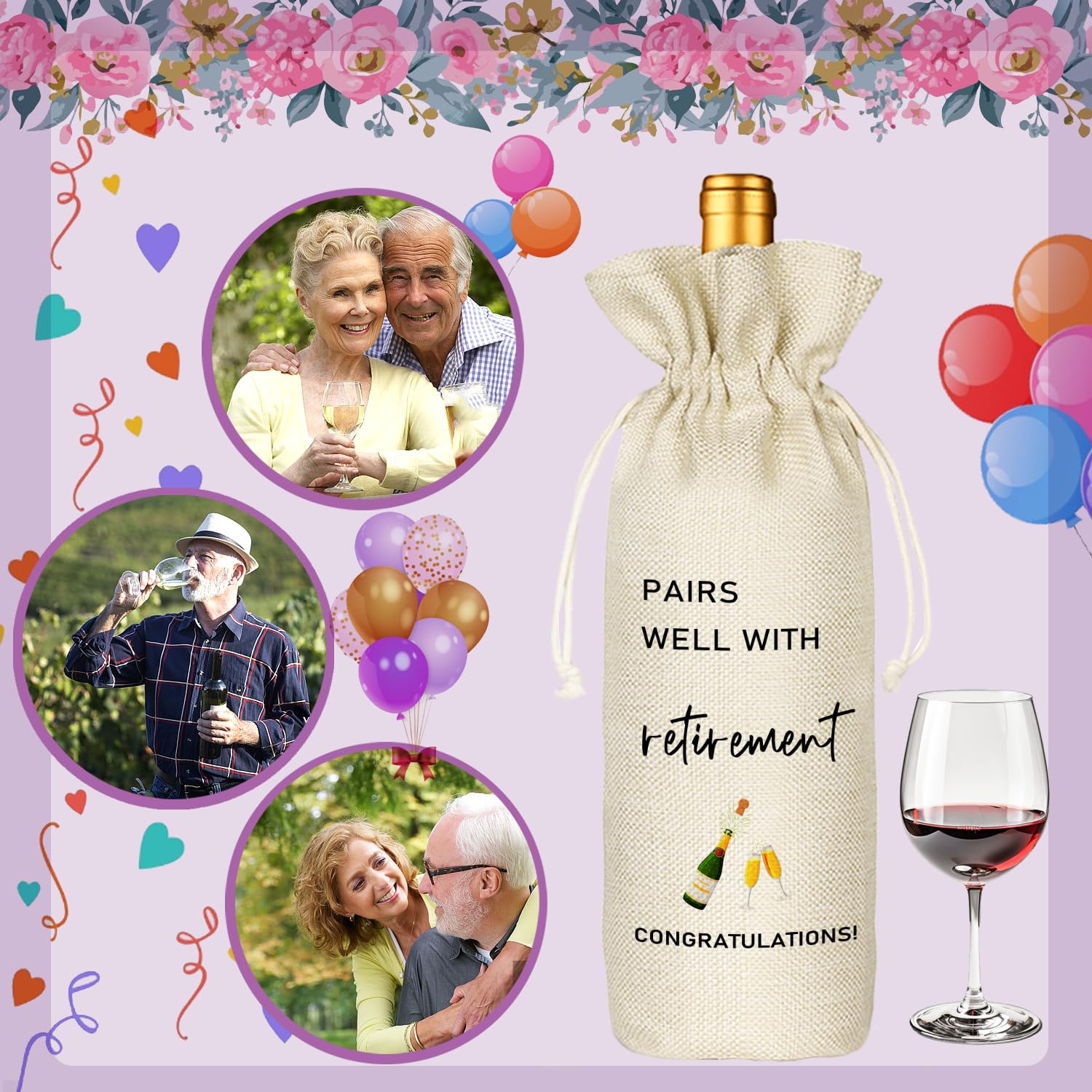 Regalos de jubilación para mujeres, regalos de jubilación para hombres, el mejor regalo de bolsa de vino de jubilación, decoración de fiesta de jubilación, regalos de jubilación para compañeros de