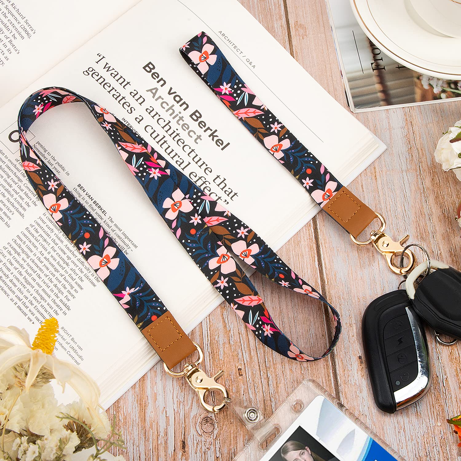 2 stuks Lanyard voor nekpols met draaibare kreeft gesp en echt leer