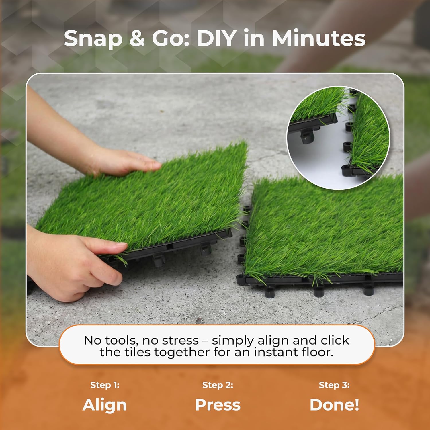 Majestick Goods Interlocking Artificial Turf Grass Deck Tiles 8 Pack -12x12 Fake Grass Snap Flooring -Easy Install Outdoor Tiles for Patio, Balcony, Porch, Backyard, Garden, Pool Area & Indoor Spaces