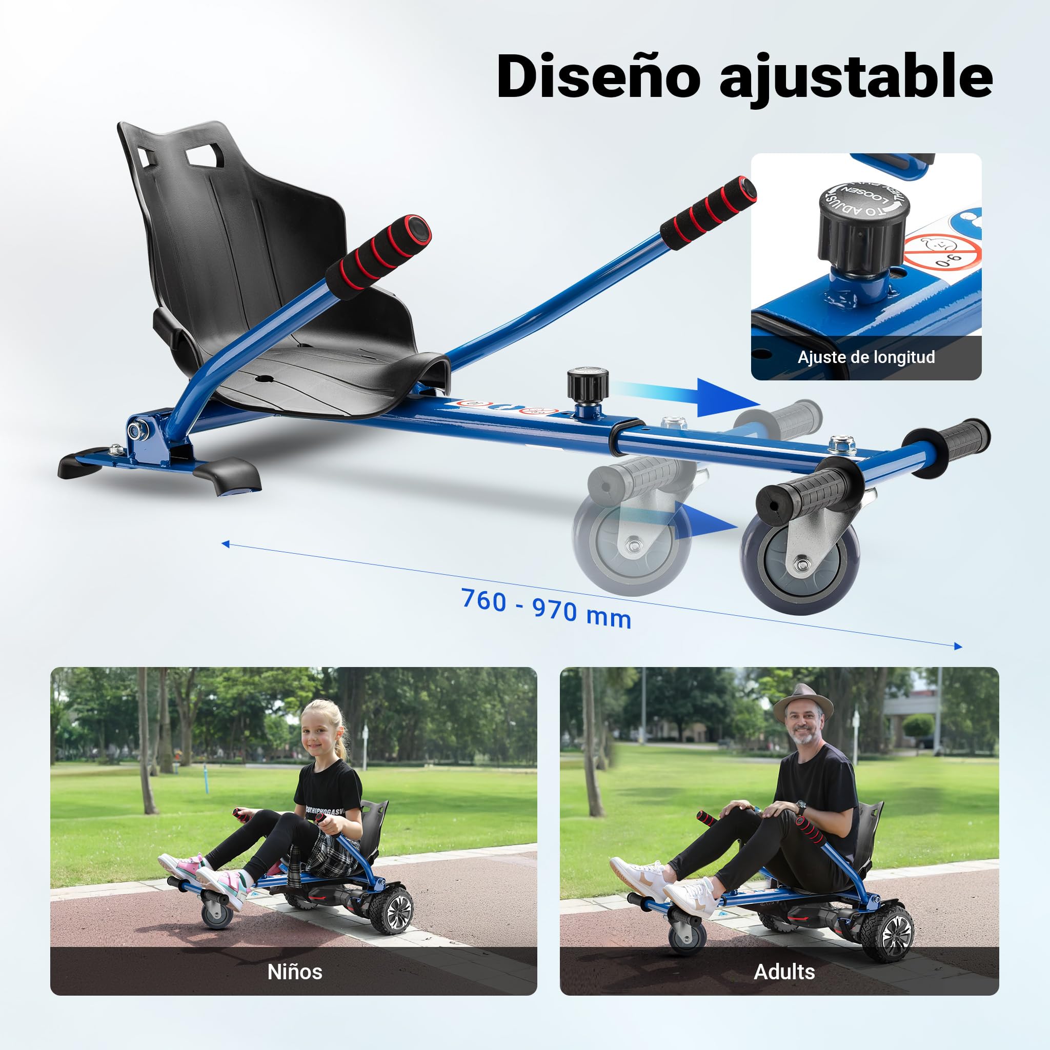 Asiento ajustable para patinete eléctrico, color rojo