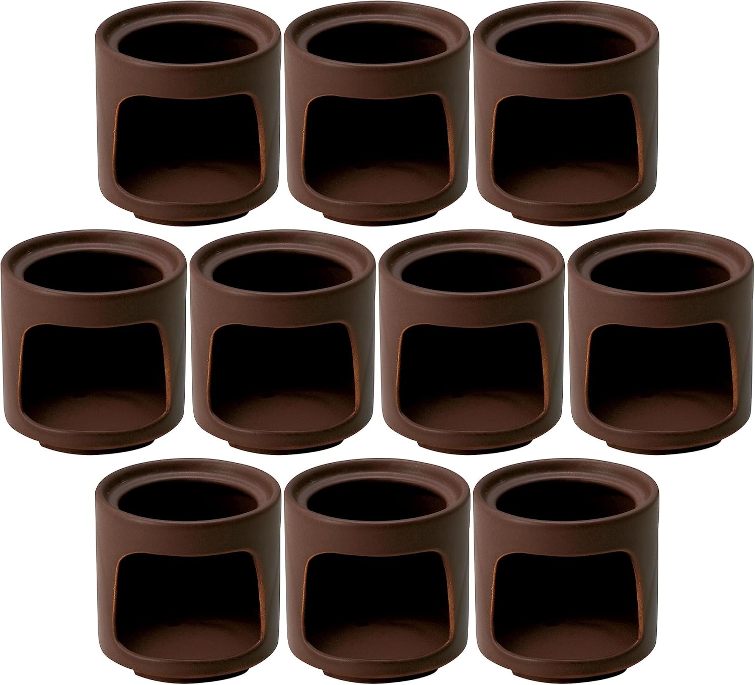 Set of 10, Bagna Cauda Fondue Stack Warmer Kiritachi (Small) Brown, 3.5 x 3.4 inches (9 x 8.7 cm), Stove