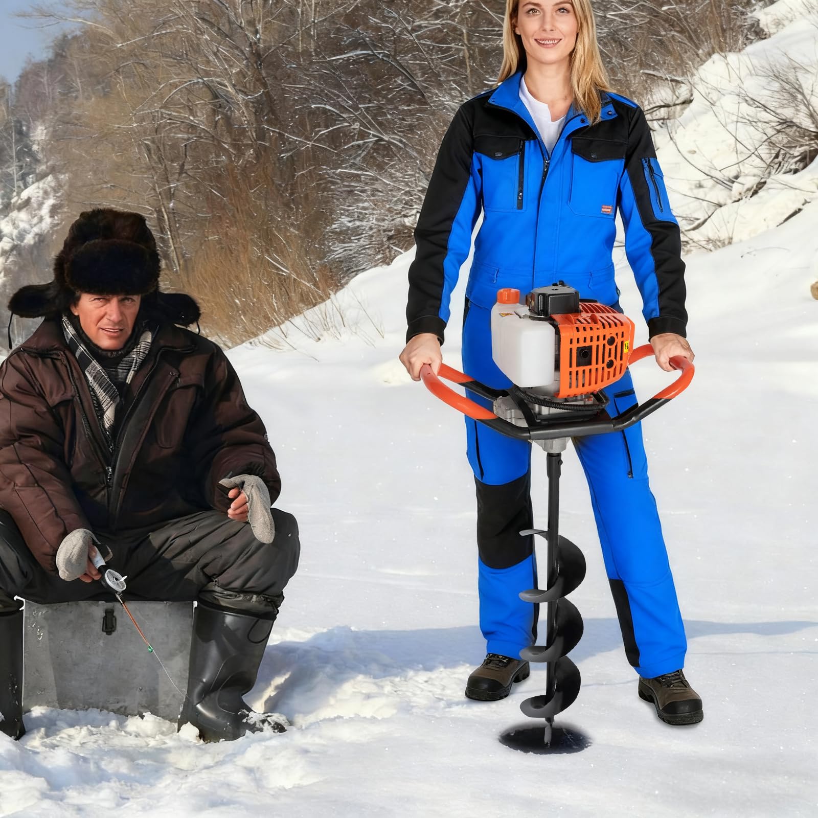Tarière à essence 52 CC avec 3 forets pour clôture et sols