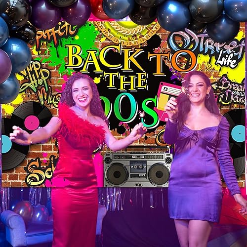 Miniatura 6 de Mocsicka Telón de fondo de los años 90, hip hop, graffiti, pared de ladrillo, retro, radio, fotografía de moda, fondo de fiesta temática de los años