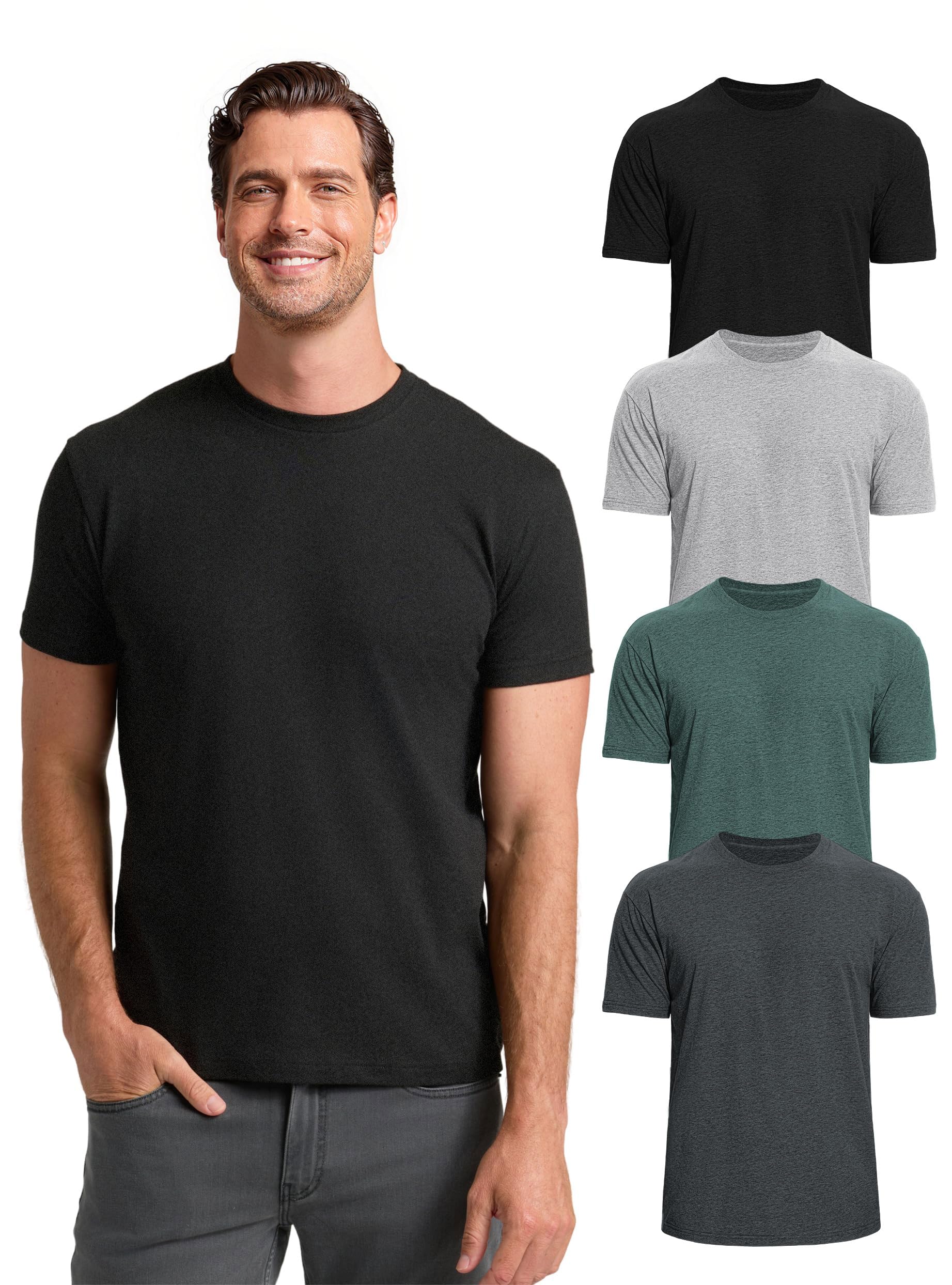 Mens T Shirts Mens Fitted Crew Neck Shirts Athletic Plain Basic Tees