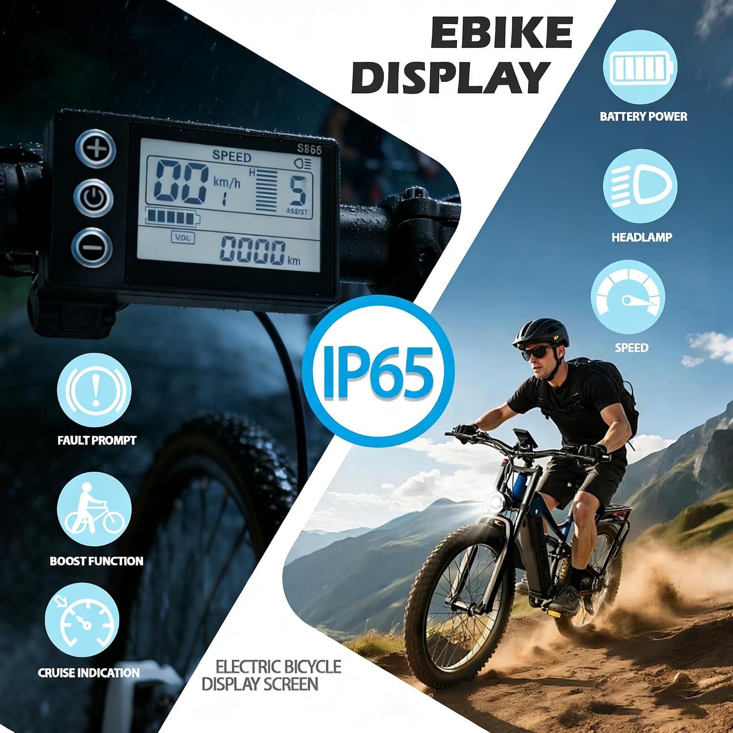 S866 Electric Bicycle LCD Display Meter 24V-60V LCD Speedometer UART No.2