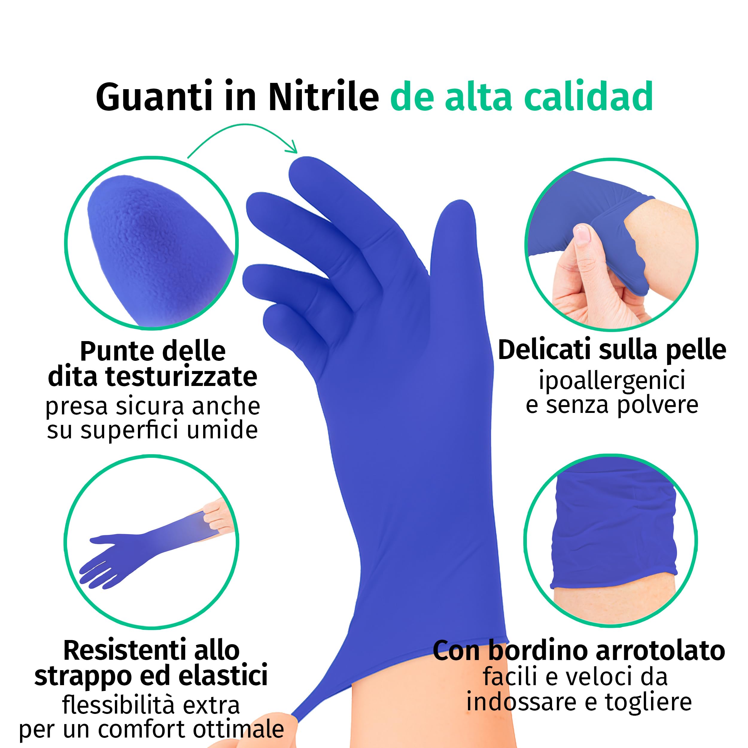 Guanti Nitrile S Viola 100 Pezzi Monouso Senza Lattice Senza Polvere