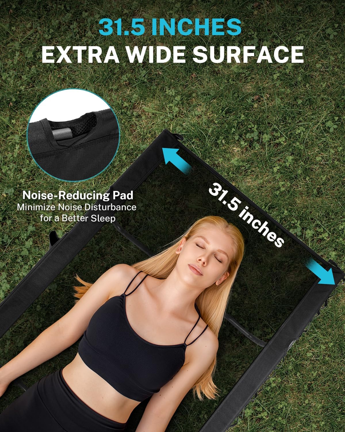 Gonex 31.5" Extra Wide Camping Cot with Breathable Mesh Fabric Supports 350lbs, Portable Ultralight Folding Cot Bed for Adults Travel, Beach, Home, Sleeping (Mesh)