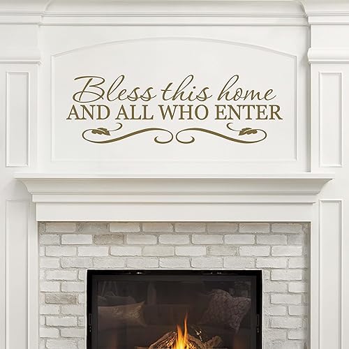 Calcomanía de pared con texto en inglés Bless This Home and All Who In  Calcomanías de pared familiares  Decoración de pared familiar  66 x 21