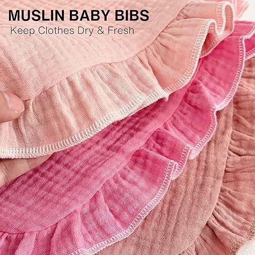 Miniatura 4 de PandaEar Paquete de 4 baberos de muselina para bebés, baberos absorbentes tipo bandana para niñas, algodón suave, ajustable, babero de dentición y