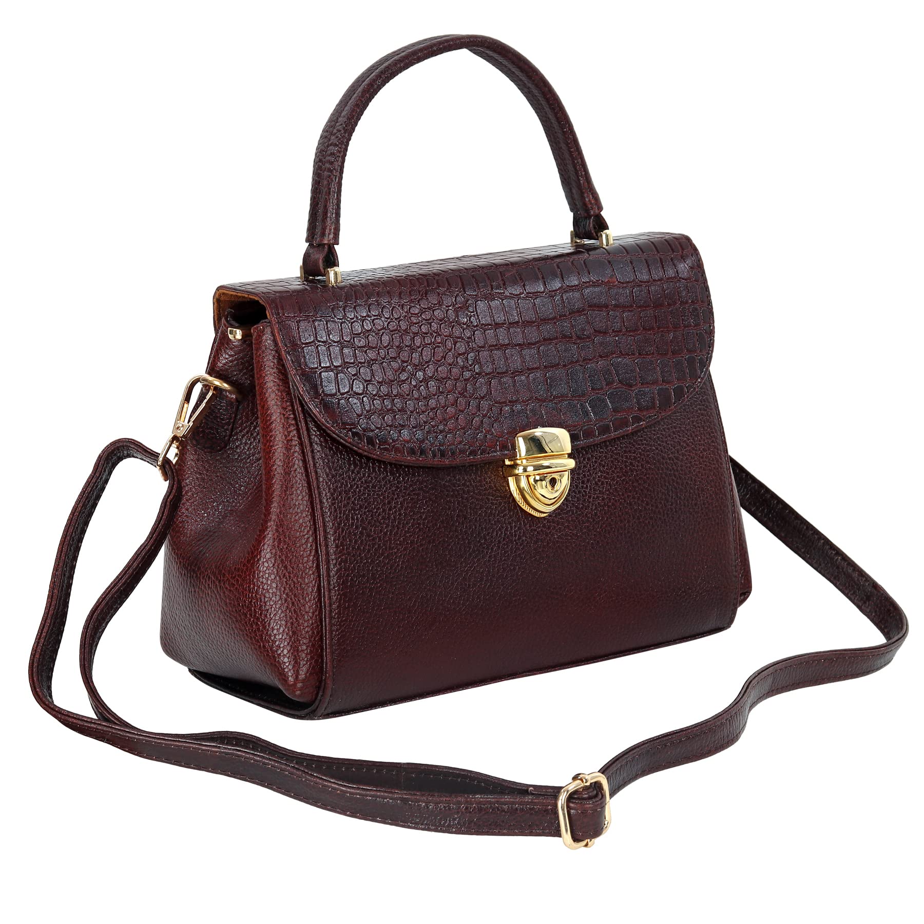 HYATT Leather Accessories Full-Grain Natural Leather Top-Handle satchel Tote Handbags & Shoulder Sling Bags For Women Office Branded Stylish Latest Size- L-9 X H-7 x W- 5 Inch (CHEERY BROWN) (B0BS4GSR7W) Amazon Price History, Amazon Price Tracker