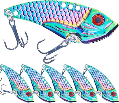 Fishing Lures Blade Bait for Bass Walleye Trout for Freshwater Saltwater Metal Hard Blade Baits Fishing Blade Lure Spoons 5PCS with Box