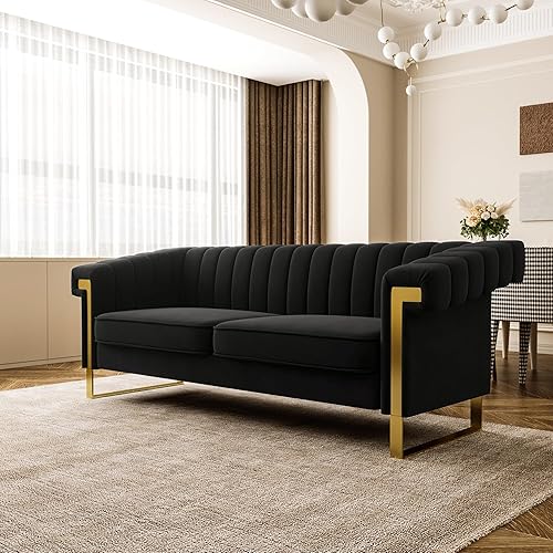 Miniatura 5 de Sofá moderno de terciopelo de mediados de siglo, sofá biplaza de 3 plazas de gran tamaño para sala de estar y apartamento, capacidad de peso 700