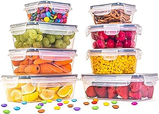 nuovva Airtight Food Storage Containers Set – Plastic Food Containers with Lids – Leak Proof Pantry & Kitchen Containers – Meal Prep Tupperware Sets with Lids – 16pcs (8 Containers + 8 Lids)