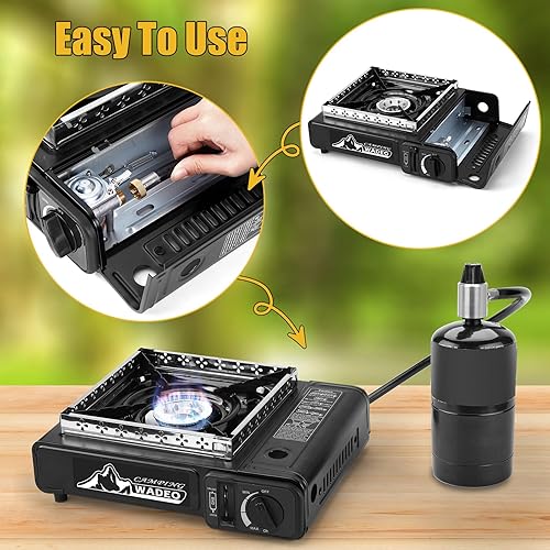 Miniatura 5 de WADEO Manguera de repuesto para estufa de campamento de combustible doble, manguera reguladora de propano CGA600 y M16* 1 de 3 pies para estufa de