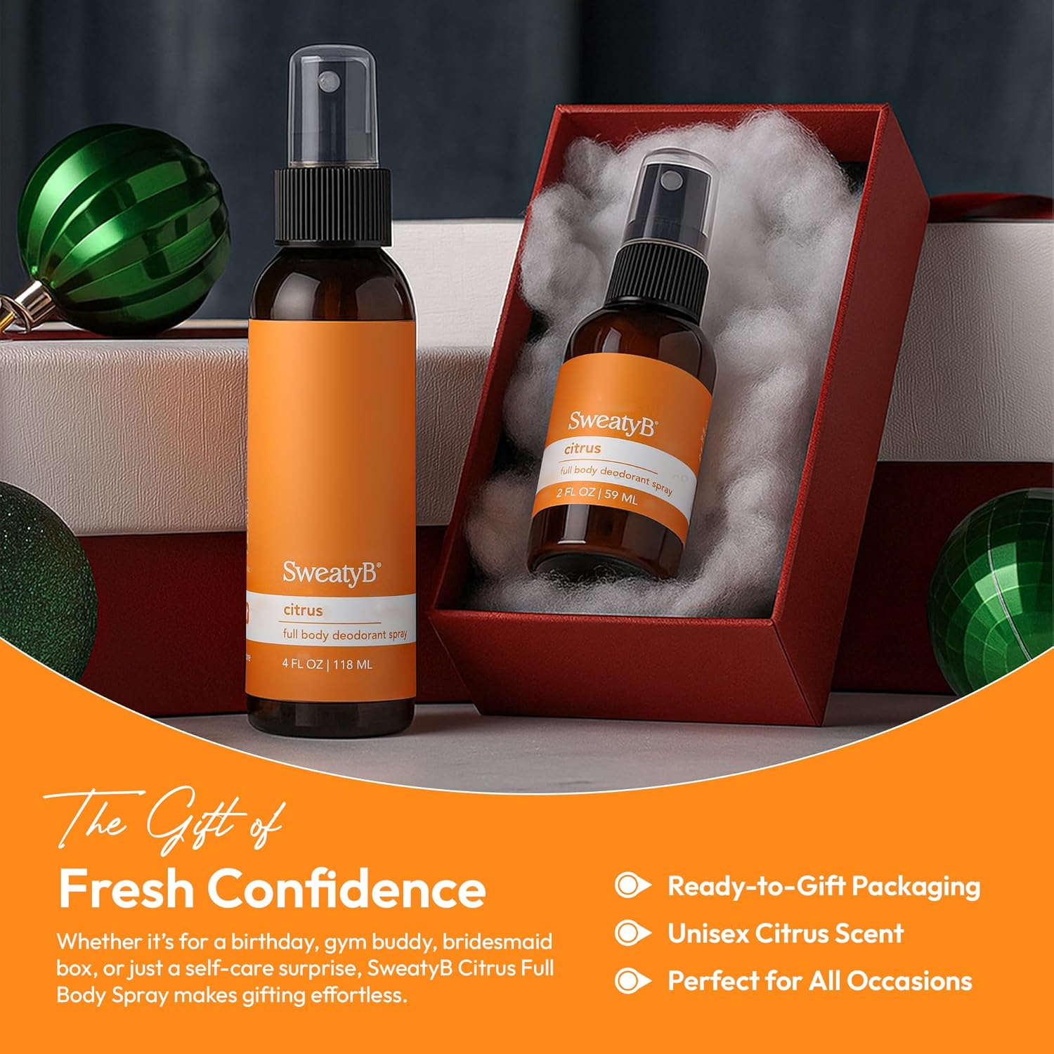 SweatyB® Deodorant spray - Odor Protection with whole body deodorant for women & men - Travel Size, Skin-Safe, Vegan & Made in USA - Citrus body spray - 4 Oz - Image 6